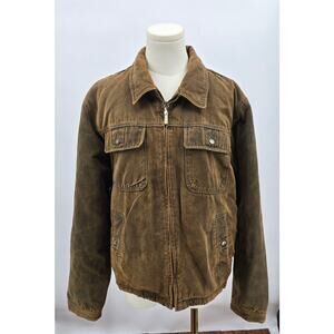 Industrial Exchange 
Distressed Faux Leather Bomber Jacket